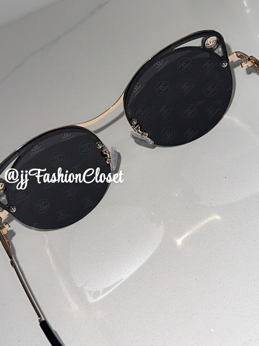 Ccute Gold Round Logo Sunglasses - Gold Frame, Silver Lenses